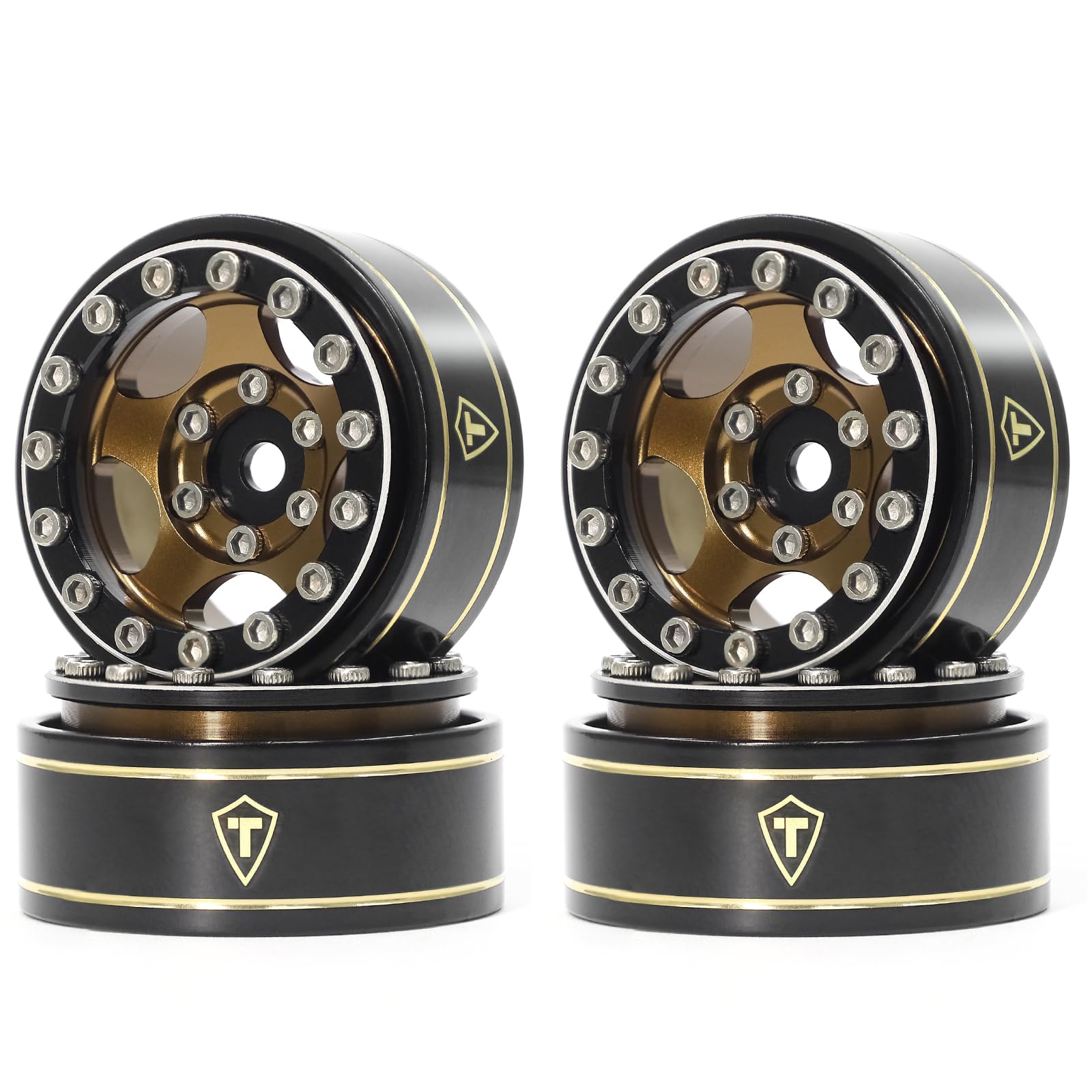 TREAL 1.0 Beadlock Wheels Rims(4P) Classic 5-Star 1 Micro Bead lock Wheels 7mm Hex Hubs for 1/18 TRX4M 1/24 AX24 SCX24 FCX24 RC