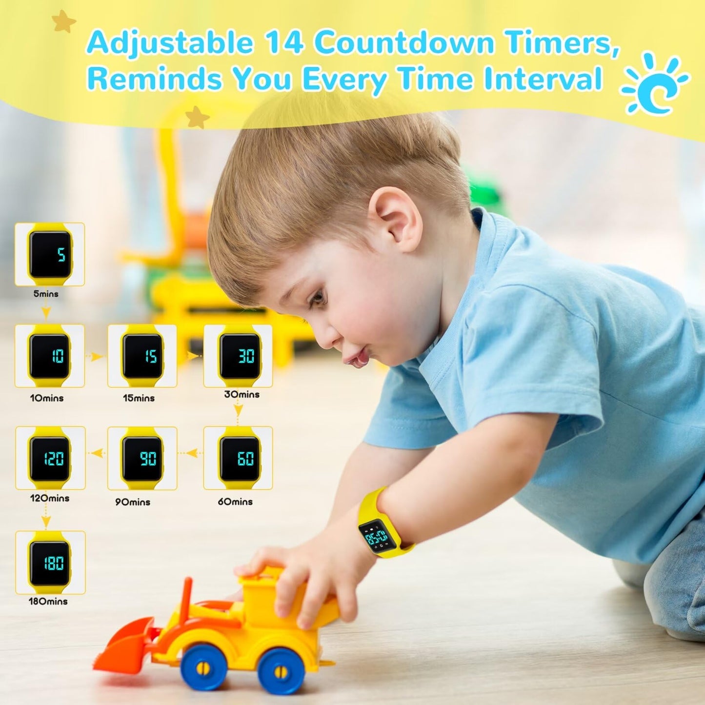 Potty Training Watch for Toddler with 14 Countdown, 7 Alarms, Music or Vibration Alerts - Waterproof Toddler Toilet Trainer for