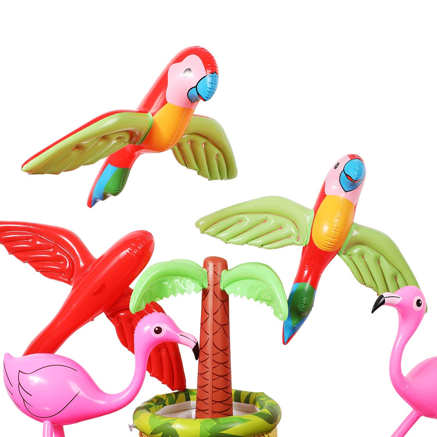 Meekoo 4 Pieces Inflatable Flying Parrot Inflatable Parrot Decorations For Tropical Party Gift Luau Decoration Pool Prop, 29.5 X 23.6 Inches