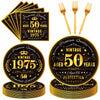 EUOYUFO 96PCS 50th Birthday Plates and Napkins Party Supplies 50th Birthday Decorations for Men 50th Anniversary Decorations Vin