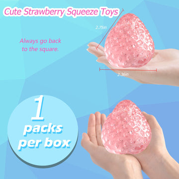 Handmade Strawberry Taba Squishy Toys,Kawaii Strawberry Squishies Squeeze Toys, Cute Strawberry Kawaii Novelty Things(Glitter Pi
