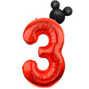 Lebery Mouse Number 3 Balloon 40 Inch Red Number 3 Balloon Mini Mouse Head Balloons For 3Rd Birthday Party, Black Red Large Numeral Foil Balloons For Baby Shower Anniversary Supplies Decorations