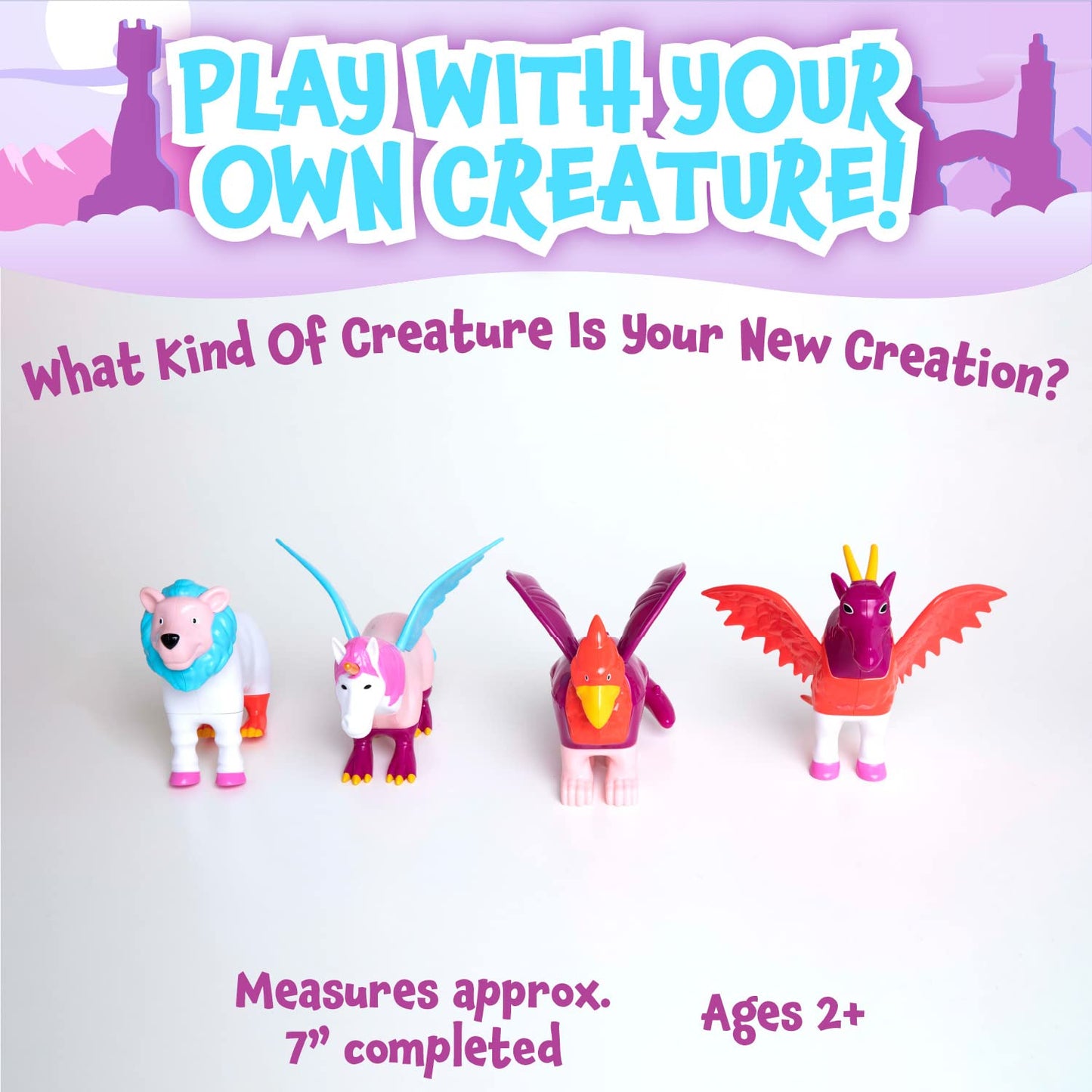 POPULAR PLAYTHINGS Magnetic Mix or Match Pastel Mythical Kingdom Toy Play Set, 15 Pieces