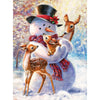 Bits And Pieces – 1000 Piece Jigsaw Puzzle For Adults – Snowman And Fawns Glitter - Winter Holiday Deer Christmas Jigsaw Puzzles By Artist Larry Jones, Completed Puzzle Size: 20' X 27'