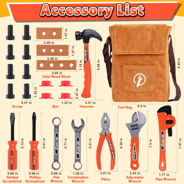 Kids Tool Set,MAGIC4U 26PCS Toddler Tool Set with Tool Bag,8 Tools Equipements,Pretend Play Construction Kits for Kids Age 3-6 Y