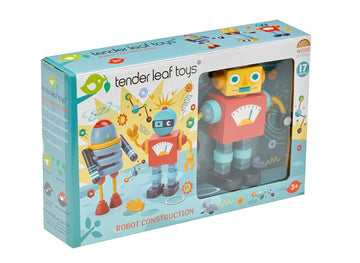 Tender Leaf Toys - Robot Construction - 17 Pieces Wooden Construction Set To Build And Stack 3 Robot In Endless Variations - Develops Problem Solving Skills And Imaginative Play For Children 3+