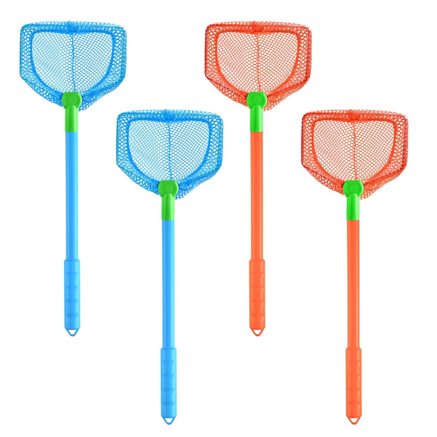 Coopay 4 Pieces Kids Fishing Net Catching Bug Nets Fish Butterfly Nets Beach Toys For Kids Outdoor Playing (Blue, Orange)