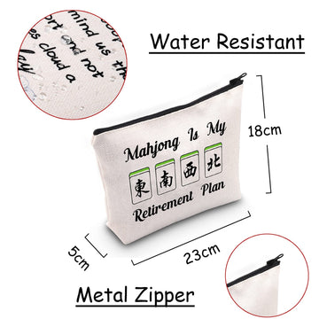 Jxgzso Novelty Mahjong Cosmetic Bag Mahjong Lover Gift Mahjong Is My Retirement Plan Board Game Zipper Purse Gift Lucky Mahjong