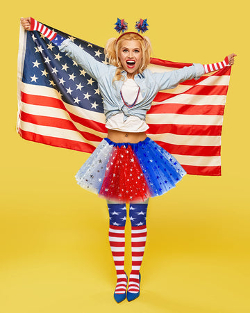 Red White And Blue Tutu 4Th Of July Costume Accessories Set Independence Day Costume Tutu Patriotic Costume Skirt For Women Inde