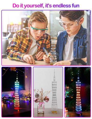Icubesmart Led Canton Tower Model Diy Electronic Kit, Led Cube Model Handmade Soldering Project Kit, 12 Led Circles, Height 38Cm. (Gzt-12 Kit)
