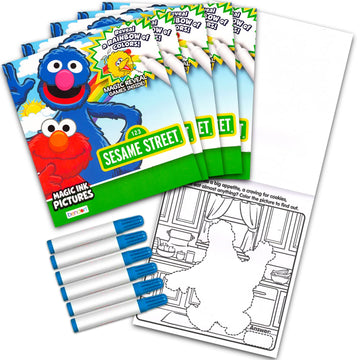 Sesame Street Imagine Ink Coloring Book Set for Girls Boys - 12 Pack No Mess Coloring Books with Stickers, More (Elmo Sesame Str