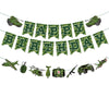Zwiebeco Birthday Party Decoration Supplies - Green Camo Happy Birthday Banner Sign Hanging Green Paper Bunting Garland Banner F