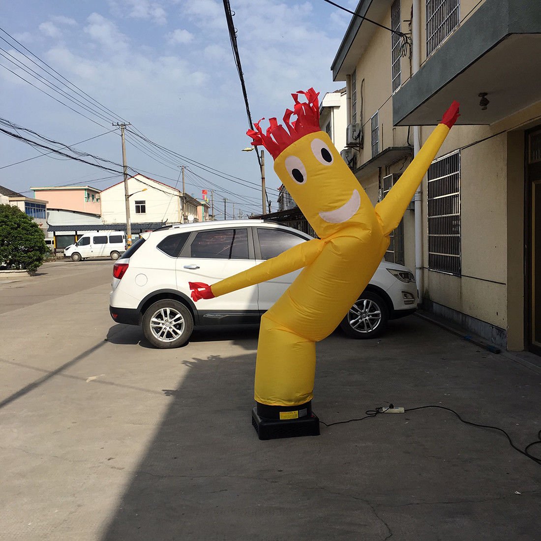 HI SUYI 20ft Advertising Inflatable Tube Men Blow Up Giant Waving Arm Fly Puppet Christmas Decorative Signs for Business Store P