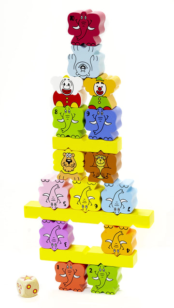 Blue Orange Wooden Stacking Game - Zimbbos STEM Skill Builder for Kids, Multi-Color, Model 180