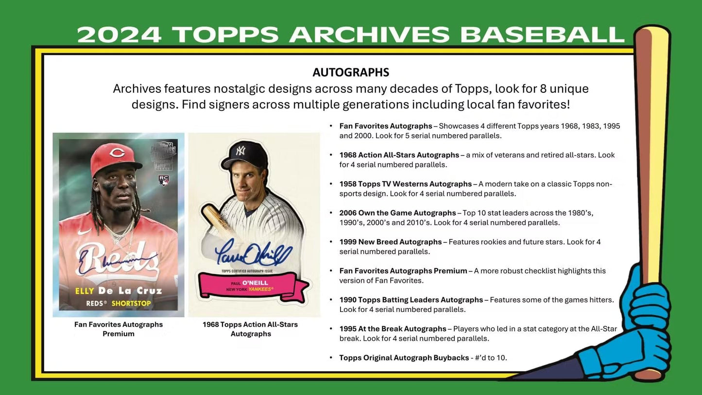 2024 Topps Archives Baseball Trading Card Blaster Box (4 Exclusive Black Parallels Per Box)