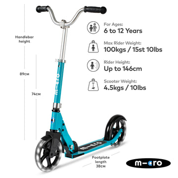 Micro Kickboard - Micro Cruiser Led - Two Wheeled, Fold-To-Carry Swiss-Designed Micro Scooter For Kids With Smooth Gliding Light