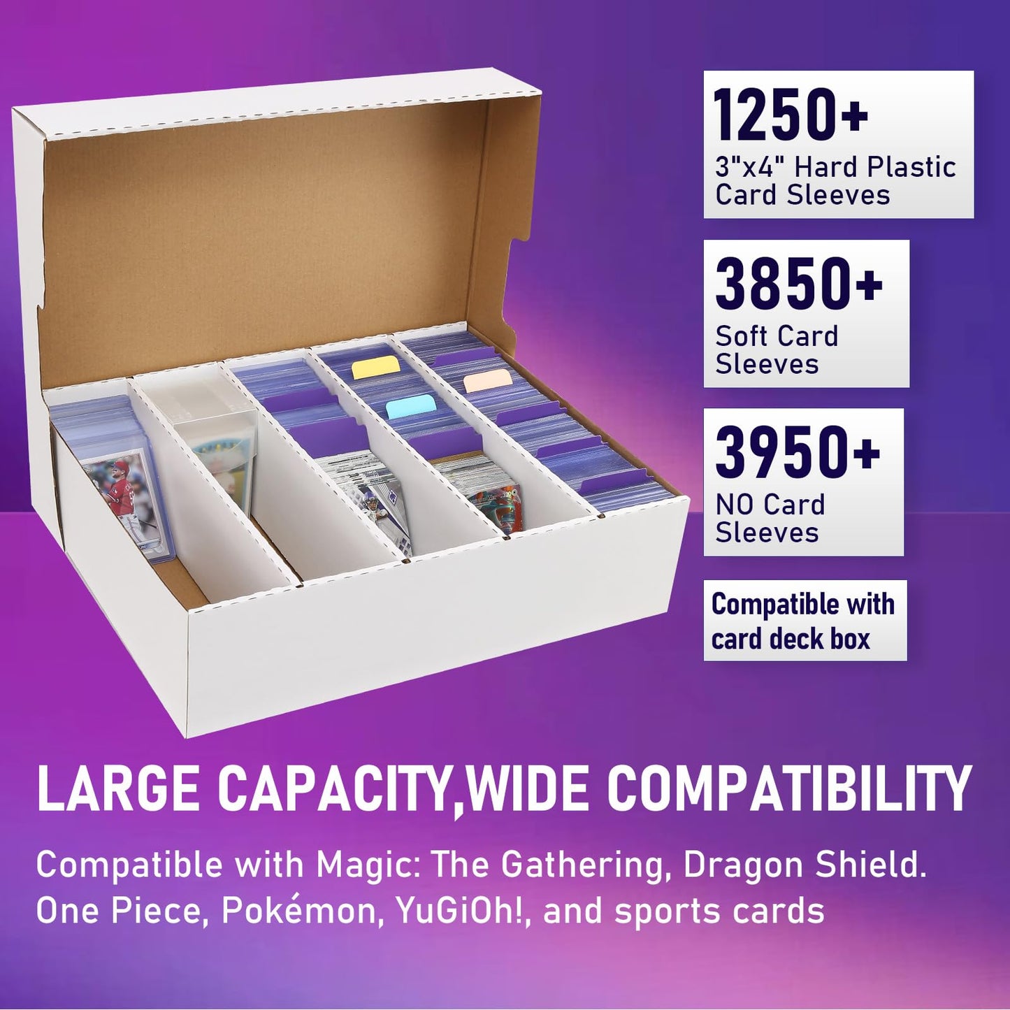 Eboausi Storage Box 5 Row - Monster Box Holds 3950-Count Cards For Organization, Suitable For Sports And Trading Cards (3 Pack-L