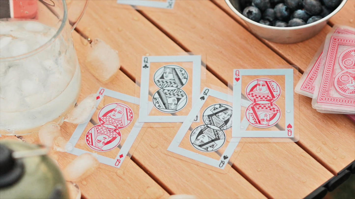 Bicycle Waterproof Red Playing Cards, Clear Plastic Playing Cards, Made from 30% Recycled Plastic, Perfect for Pool Games, Beach