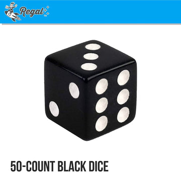 Regal Games Dice Set 6 Sided - Playing Black 16mm Set of Dice - Square Dice for Classroom or Family Game Night - 1000 Dice