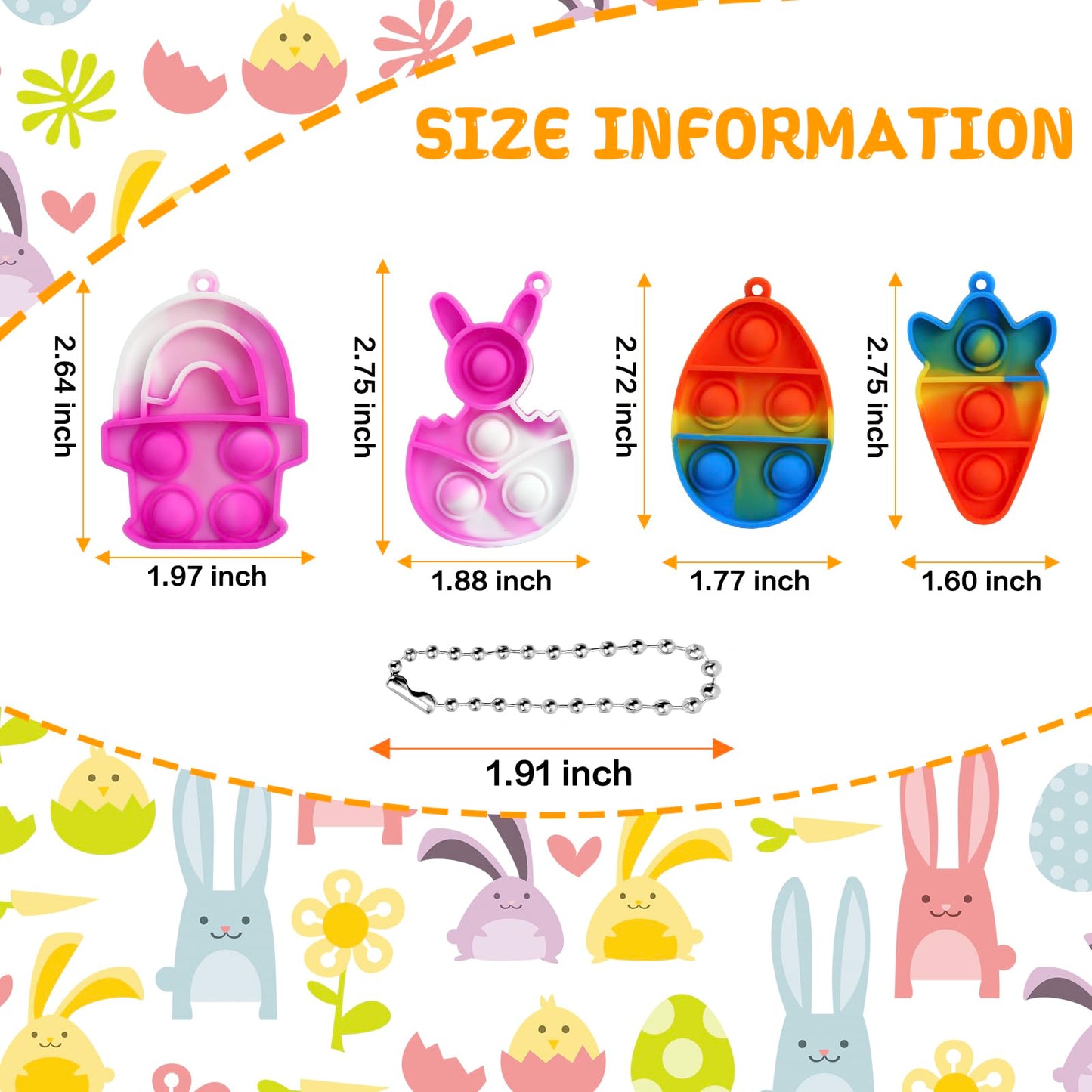 Jdsty 24Pcs Easter Pop Fidget Toys, Mini Easter Simple Pop Fidget Toys For Kids Boys Girls Toddlers Easter Basket Stuffers Gifts