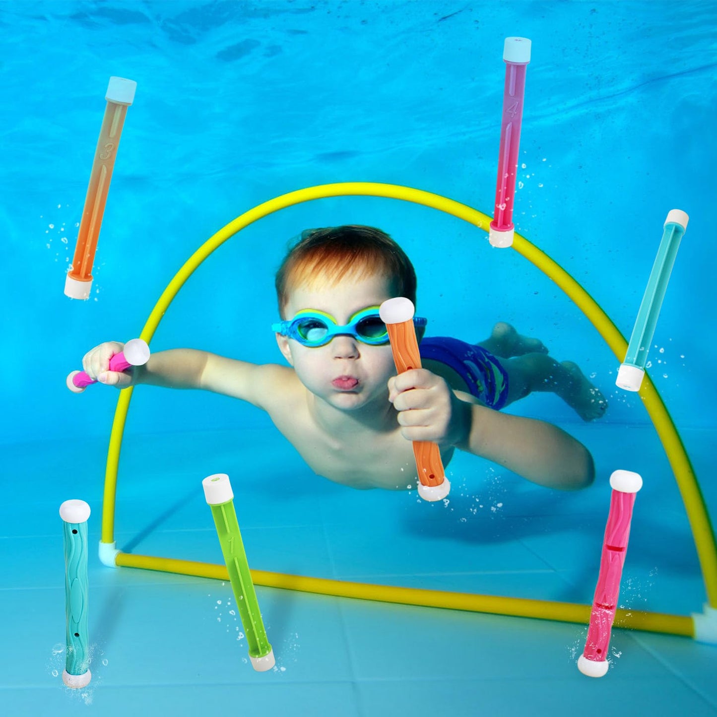 Pool Toys For Kids Ages 4-8, Underwater Training Diving Toys Set, Swimming Pool Toys For Kids Ages 8-12 For Fun Water Toys Games