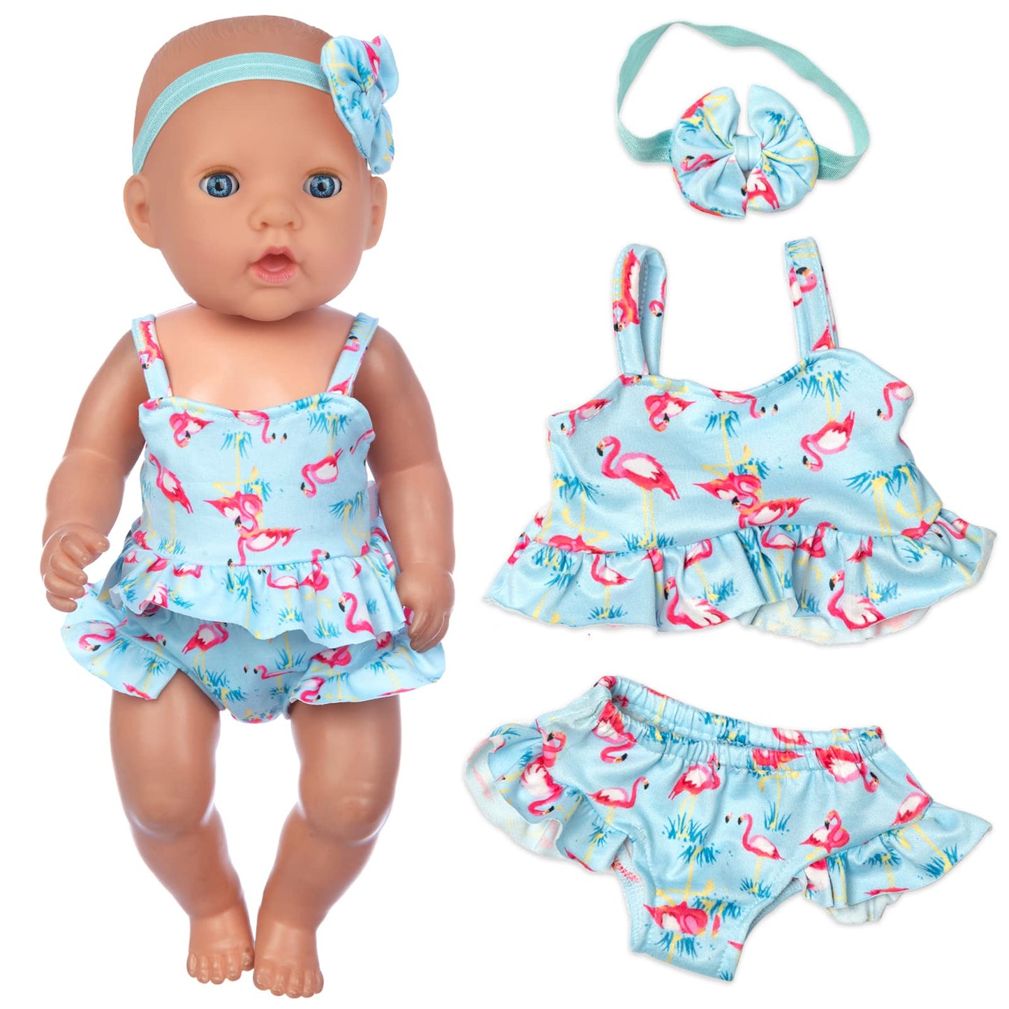 UNICORN ELEMENT 8 Pcs Baby Doll Clothes Set with Diaper Bag, Floral, AGH-1, Textile Materials, Perfect Gift for Kids
