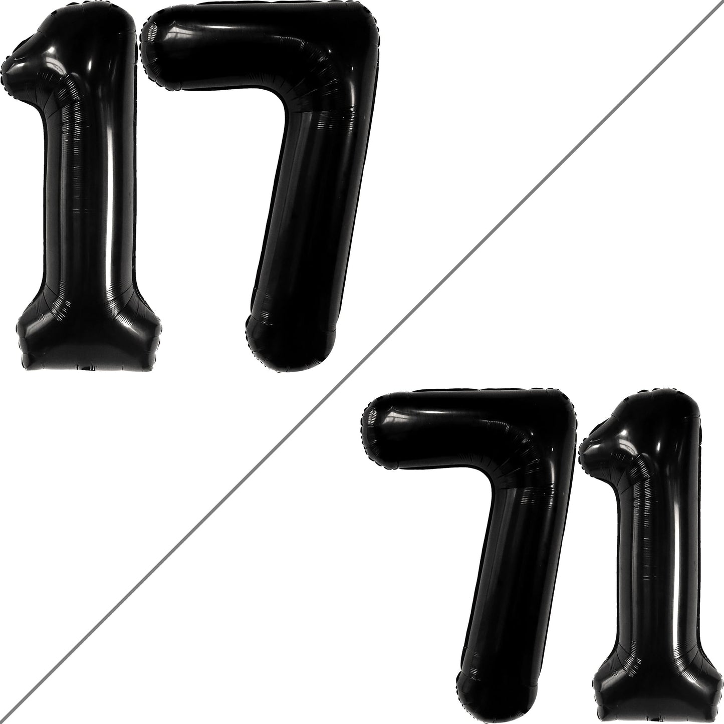 Katchon, Giant Black 17 Balloon Numbers - 40 Inch | Happy 17Th Birthday Decorations, 17 Birthday Balloons | Number 17 Balloons For Happy Birthday Decorations | 17 Number Balloons