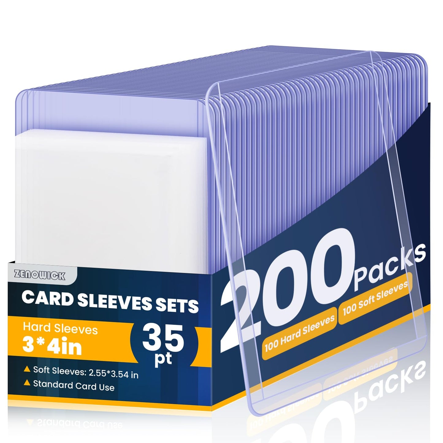 200 Packs Card Sleeves Top Loads For Cards,3'' X 4'' Baseball Card Protectors,Trading Card Sleeves Hard Plastic Fit For Baseball