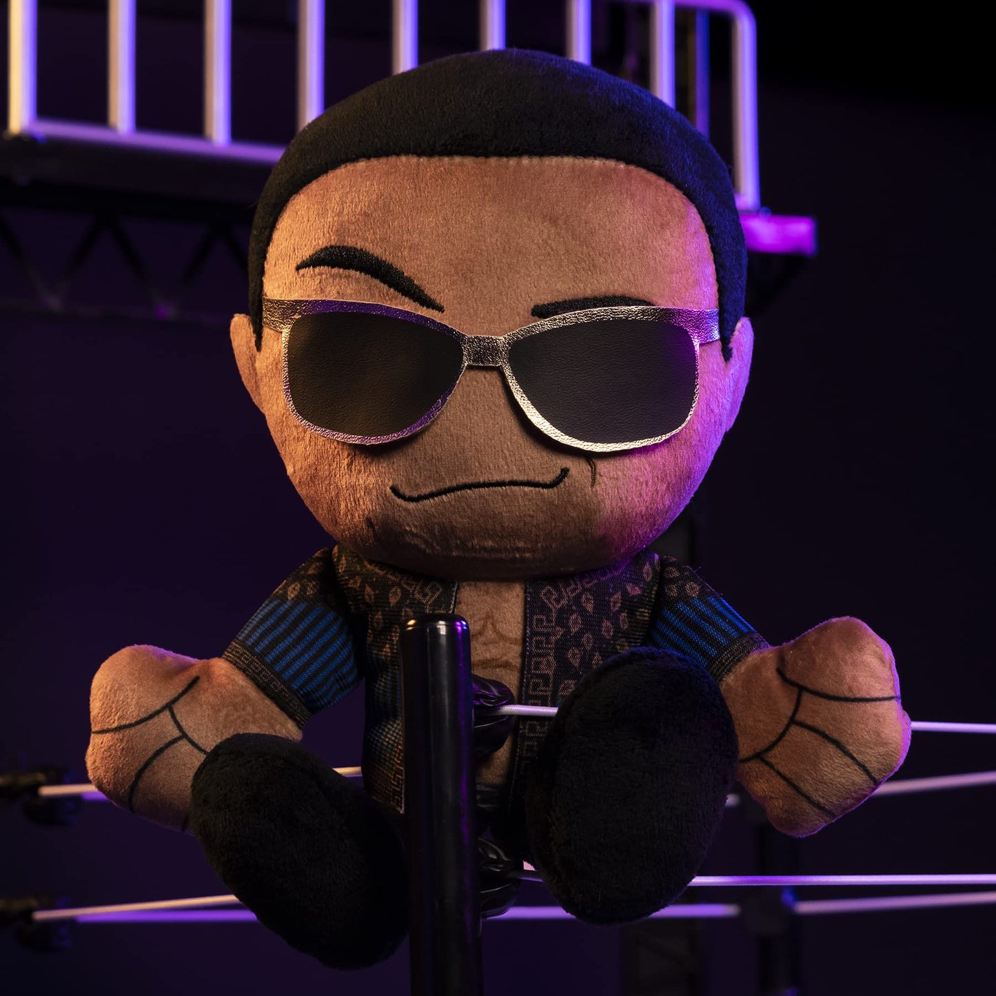 Bleacher Creatures WWE Old School Rock Plush 8" Chibi Doll - Crystal Velboa Polyester, The Rock Old School, Model K8-WWE-ROC