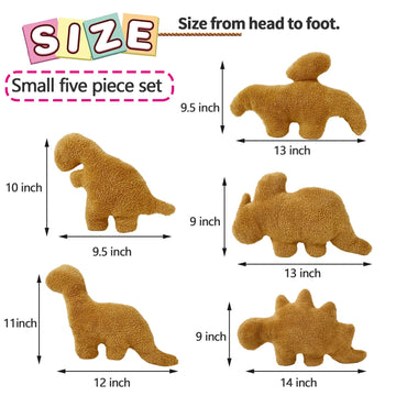 Isaacalyx Small Dino Chicken Nugget Pillow Set, 5 Packs Soft Cotton for Birthday Gifts & Dinosaur Theme Party Decorations