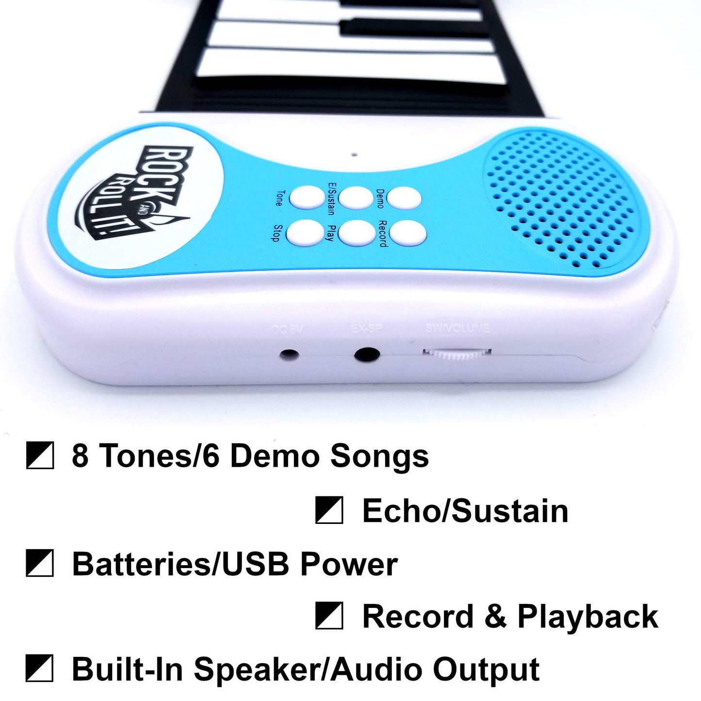 Rock And Roll It - Piano. Roll Up Flexible Classic Toy Piano Keyboard for Kids. 49 Keys Hand Roll Silicone Portable Piano Pad. F