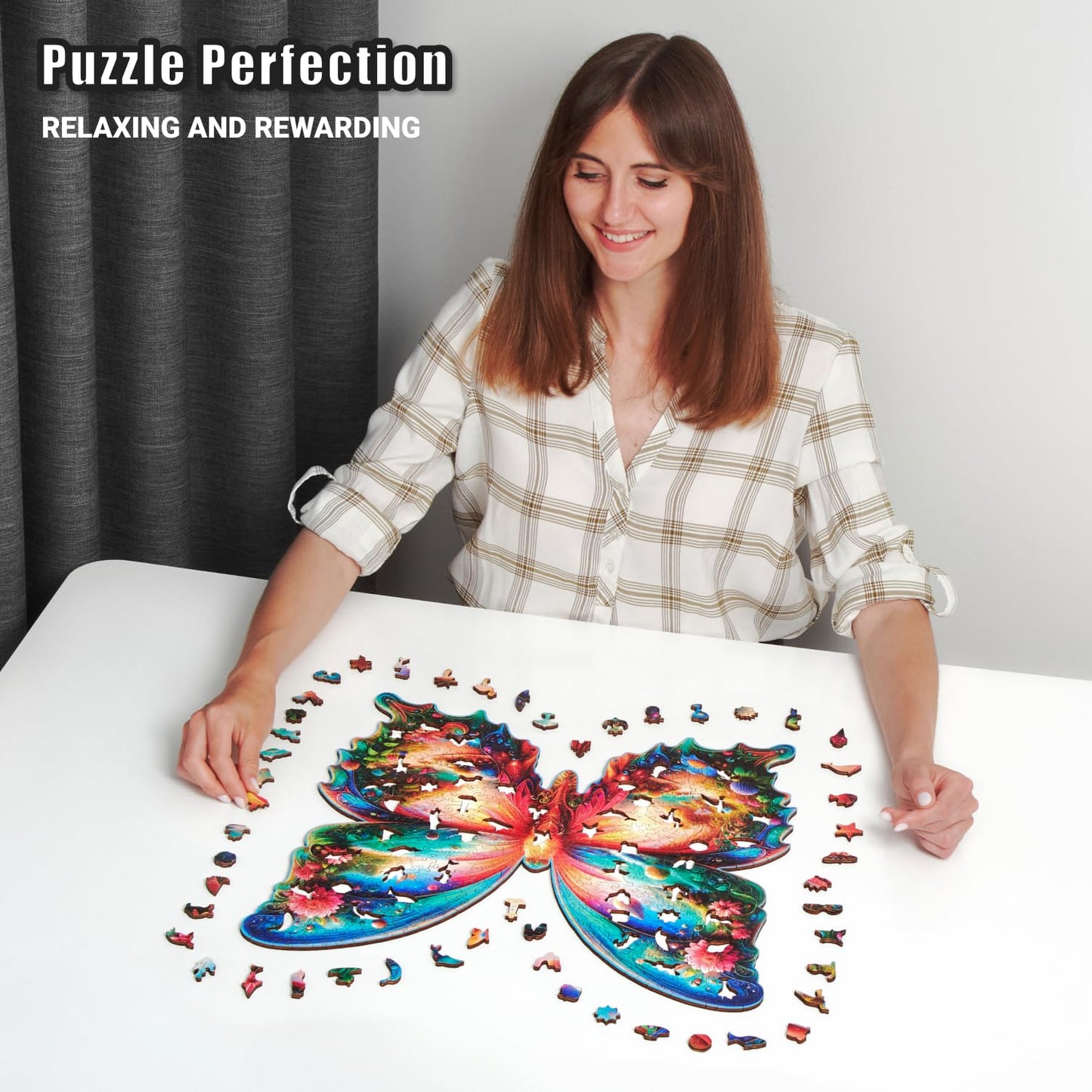 Wooden Puzzles For Adults 500 Piece – Butterfly Puzzle – Extra-Thick 5Mm Wood Jigsaw Puzzle, Challenging Puzzle By Leogor, Xl Size 19.2' X 18'