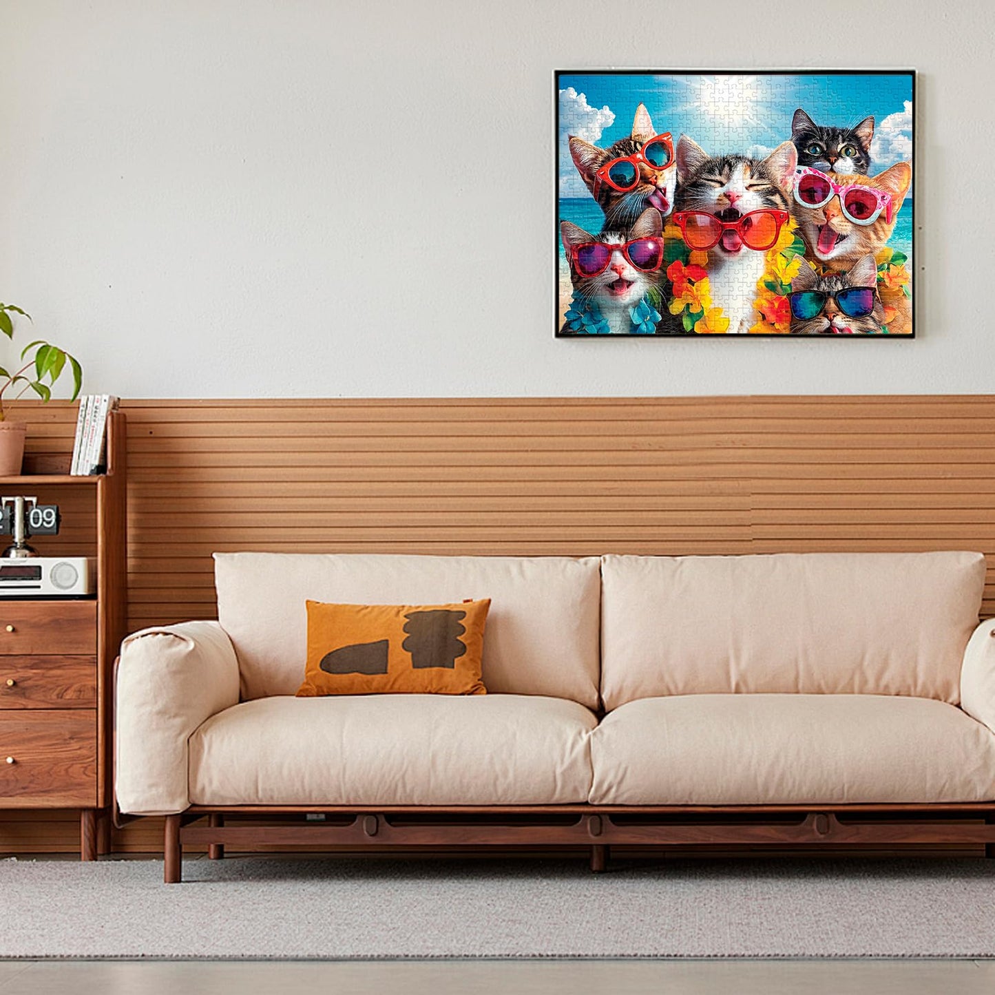 500 Pieces Puzzle for mature-themeds Summer Cat Beach Jigsaw Puzzle for mature-themeds Kids Teens Recycled Cardboard Puzzles 500 Pieces for Seniors Challenging Puzzles Game Gift for Family Fun 20.5 x 15 in