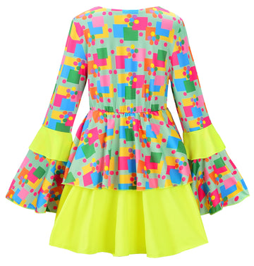 ReliBeauty Hippie Costume for Girls Disco Diva Costume for Girls Cute Halloween Costumes for kids 70s 80s 60s Outfits Kids,130