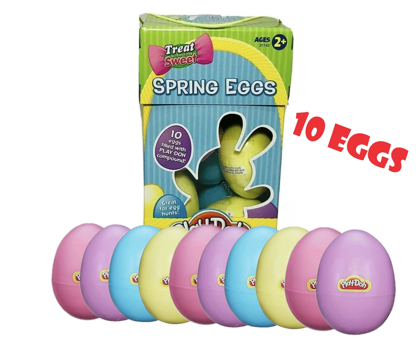 Dough Filled Plastic Eggs- 10 Pack of 1 Oz Colorful Kids Doh- Play & Mold to Fun Dough Shapes -Candy Alternative for Bunny Baske