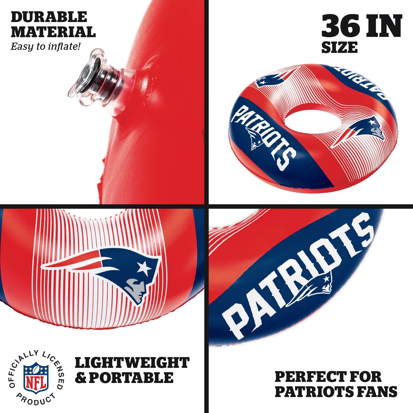Bigmouth New England Patriots 36 Inflatable Pool Floats Officially Licensed Nfl Fan Gear Merchandise Inner Tube For Adults An