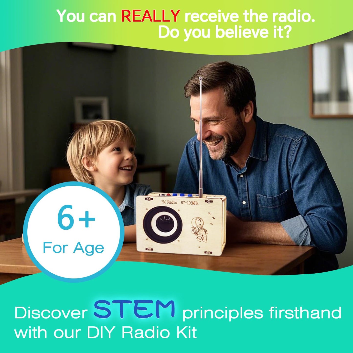 Diy Radio Kit, Wooden Fm 87-108Mhz Science Kits For Age 8-12 12-14, Stem Kits For Age 8-10, Gifts For Teen Girls Boys 9 11 13 15