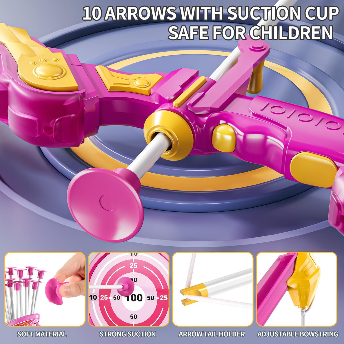 Niplooow Kids Bow And Arrow Set, Led Light Up Archery Toy Set With 10 Suction Cup Arrows,Target & Arrow Quiver, Bow And Arrows S