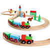 SainSmart Jr. Wooden Train Set for Toddler with Double-Side Train Tracks Fits Brio, Thomas, Melissa and Doug, Kids Wood Toy Trai