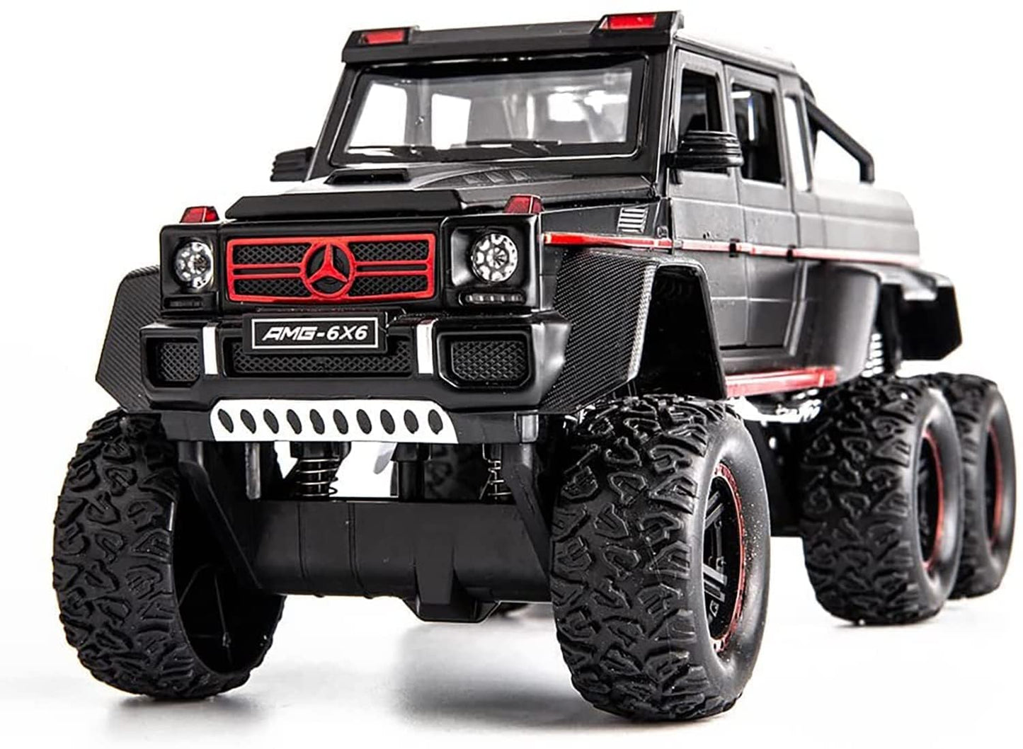 Adlon Car 6 Wheel Drive Metal Car Pull Back with Open Doors, Engine Cover, Tail with Front and Rear Light & Music Great Gift for