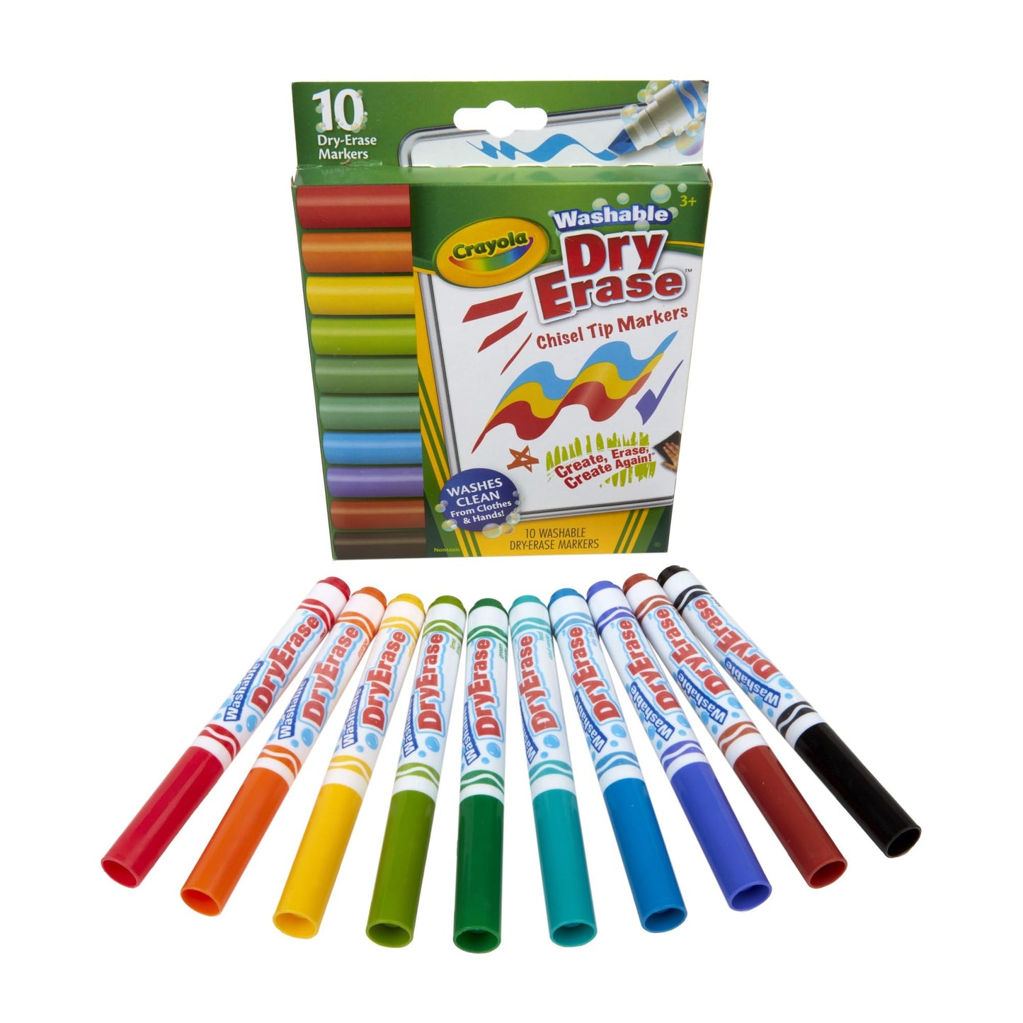 Crayola Washable Dura-Wedge Tip Dry Erase Markers, 10 Count