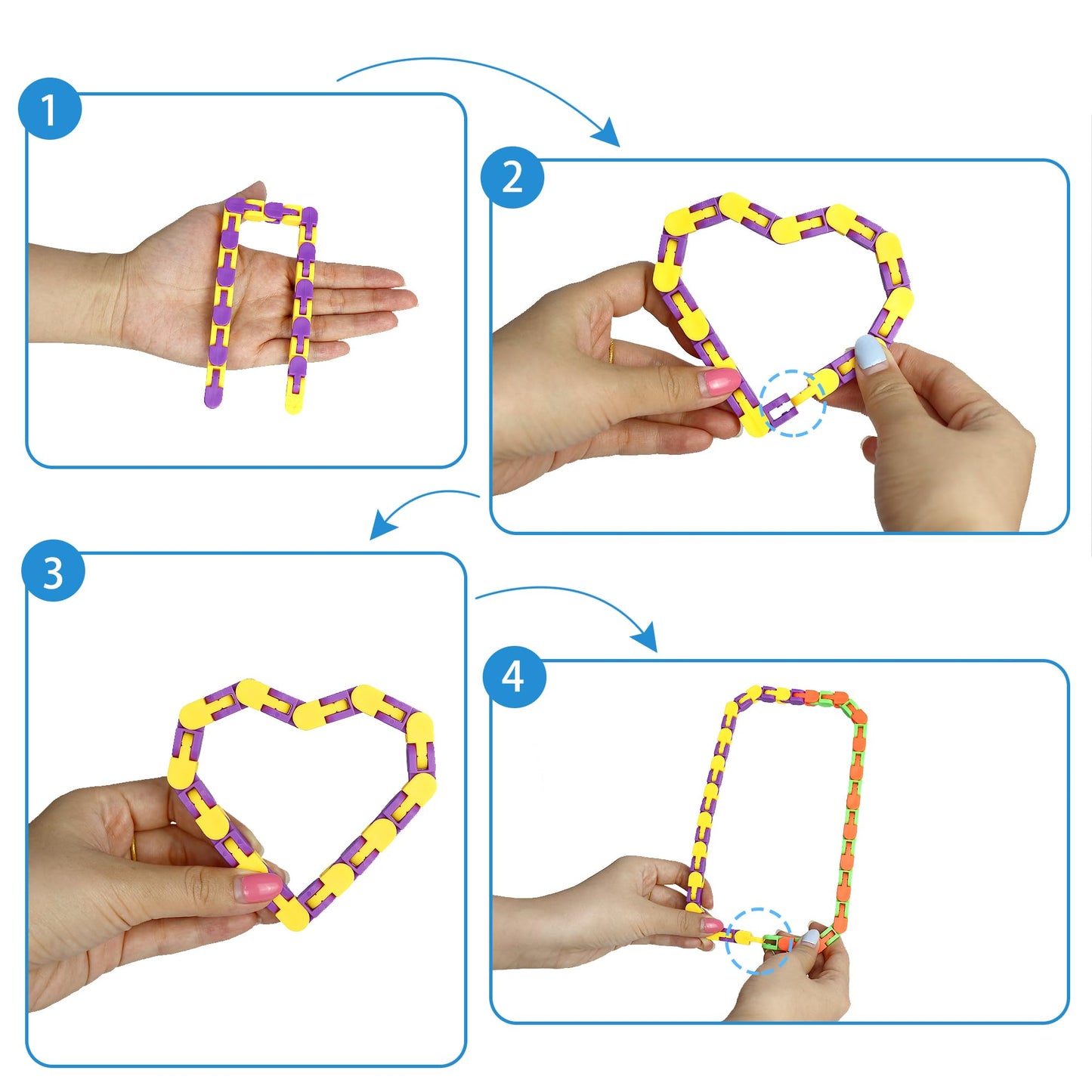 Dbpbtou 30 Pack Valentines Day Gifts For Kids-Wacky Tracks With Valentines Cards, Fidget Snake Puzzles Toys For Stress Relief, V