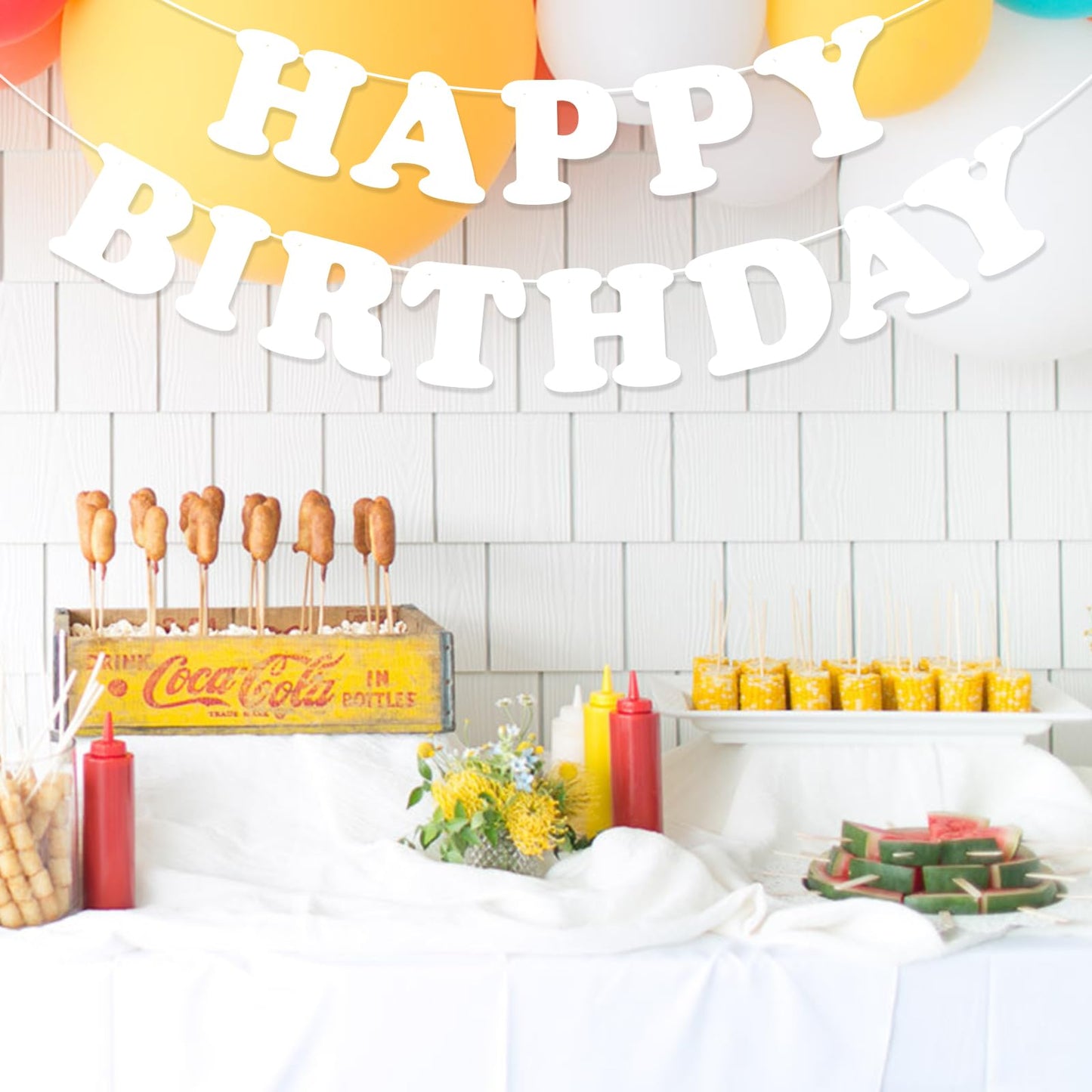 White Happy Birthday Banner Sign Happy Birthday Bunting Banner Flag Garland For Kids Boys Girls Baby Birthday Party Decorations Supplies