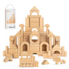 OOOK Natural Beech Wood Building Blocks for Toddlers, 100pcs with Storage Bucket & Shape Sorter, Preschool Learning Toys for Kids