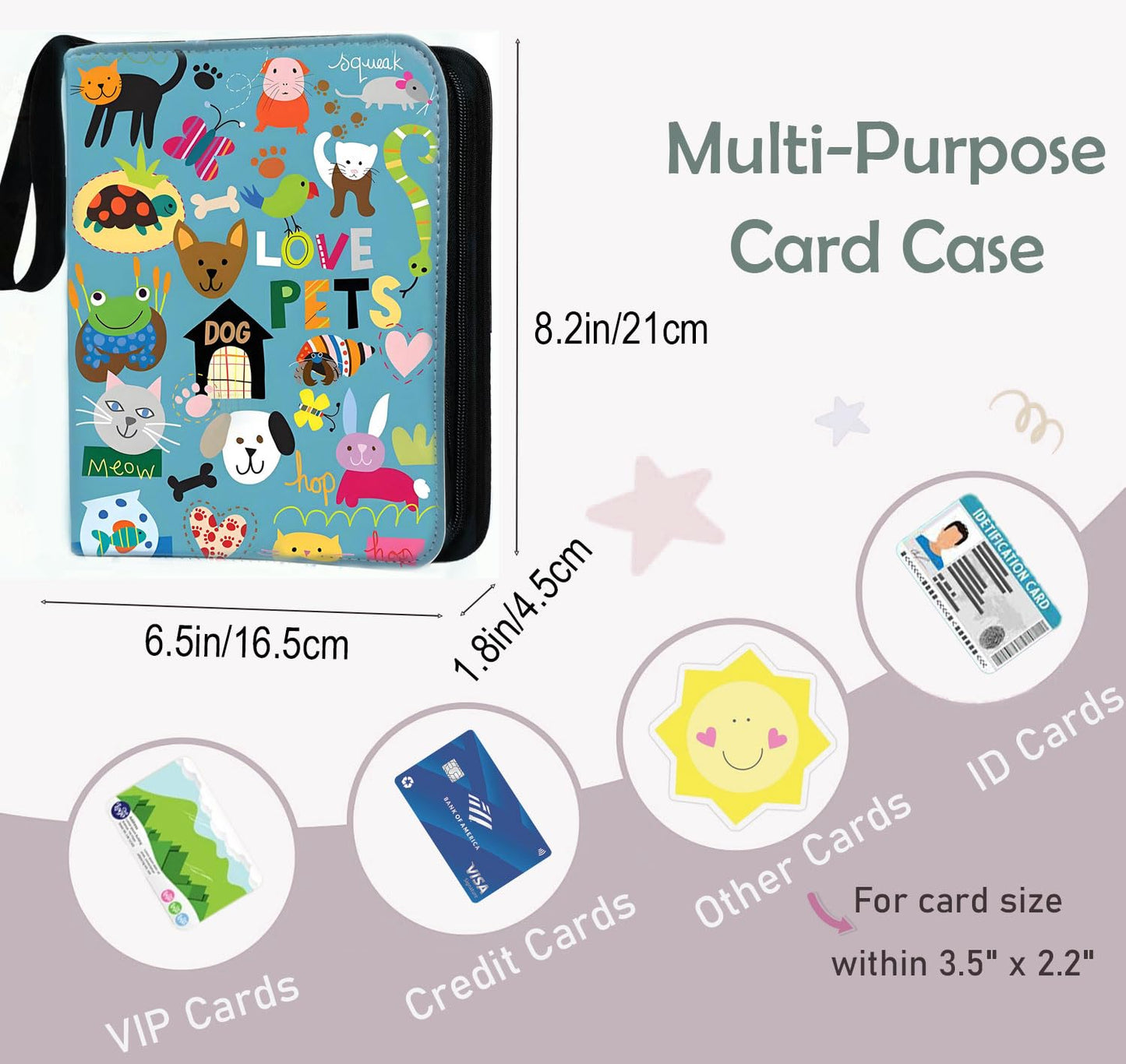 Thisness Yoto Card Case - 120 Card Capacity Holder & Organizer, 8.2" x 6.5" x 1.8", Polyurethane, Animal Design