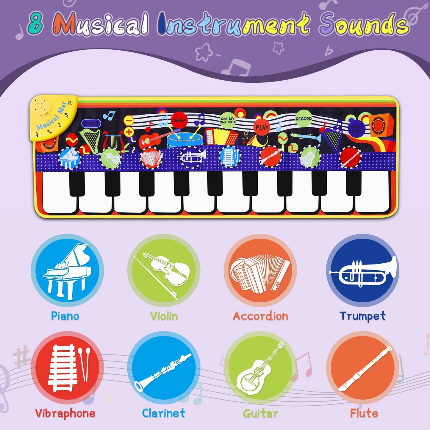 Musical Piano Mat For Toddlers - 28 Music Sounds Floor Piano Keyboard Dance Playmat - Toy & Gift For Kids 1-5 Years Old Boys Girls