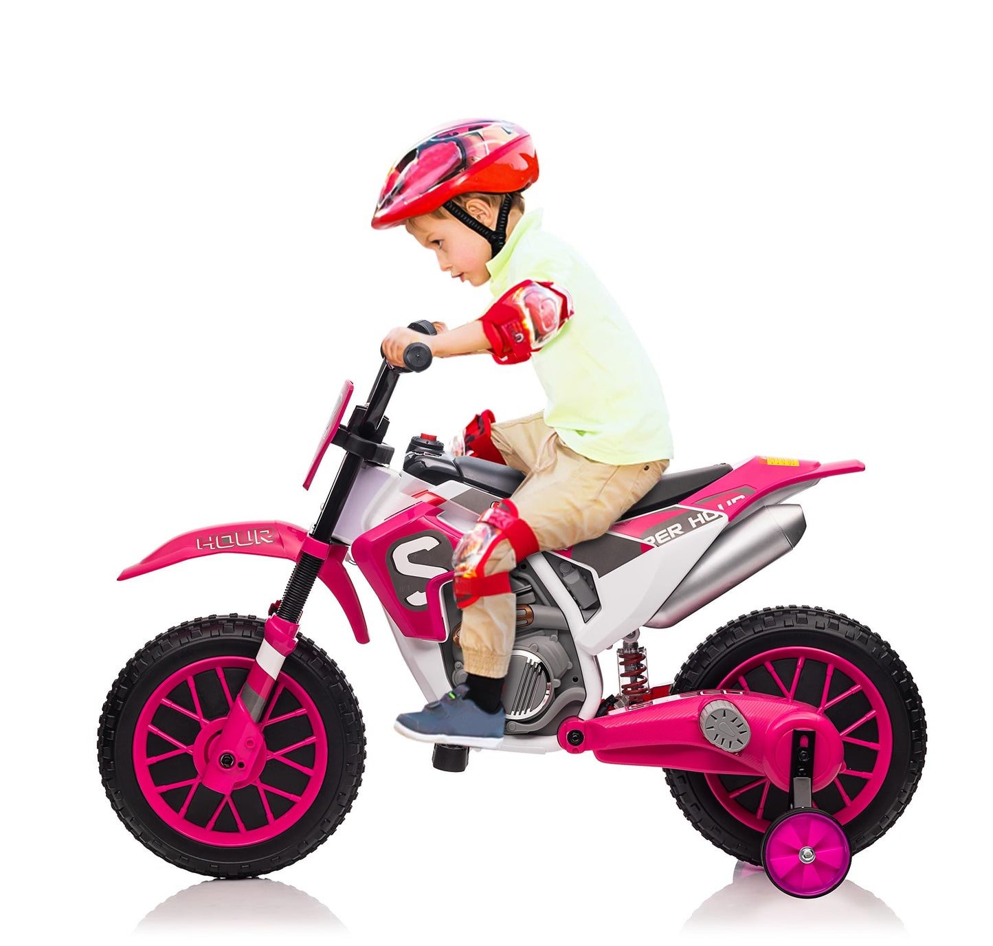 Toddler Motorcycle Kids Dirt Bike Tobbi 12 Volt Battery Powered Ride On Toys Electric Motorbike W/Training Wheels Gift For Boys Girls Aged 3+, Rose Pink