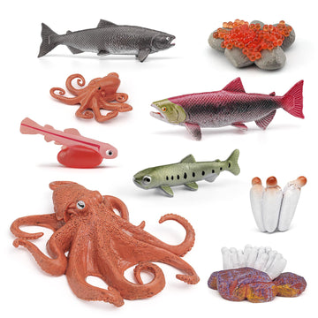 Fish Life Cycle Of Octopus Figurines Salmon Figurines Octopus Figures Set Toys Realistic Animals Preschool Animals Eduactional P