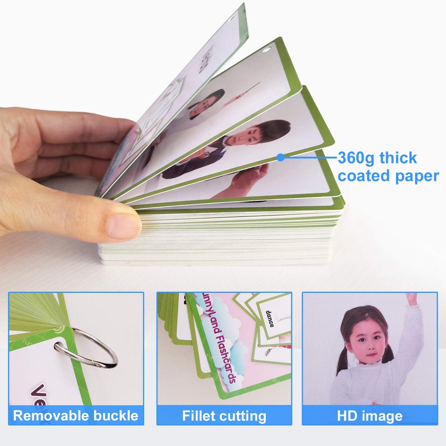 Richardy Verbs/Adjectives Flash Cards Learning English Baby Montessori Toys Child Flashcards Preschool Kindergarten Kids Gifts