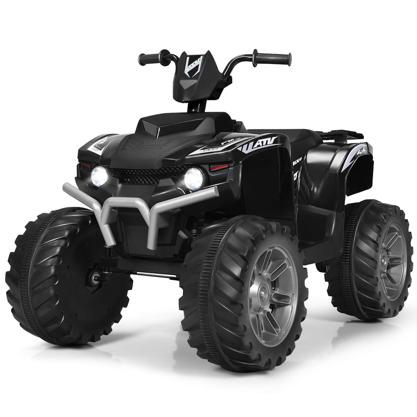 Costzon Kids Atv, 12V Battery Powered Electric Vehicle W/Led Lights, High & Low Speed, Horn, Music, Usb, Treaded Tires, Ride On